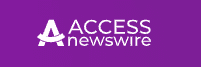 White text on a purple background reads "ACCESS newswire" with a large stylized "A" logo to the left of the words.