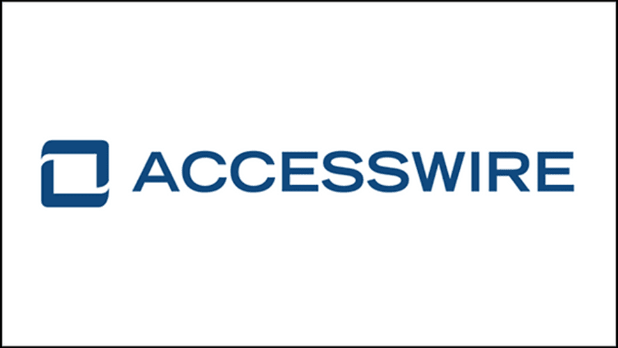 ACCESSWIRE logo with a blue abstract square icon to the left of the word "ACCESSWIRE" in bold blue capital letters on a white background.
