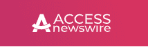 Logo for Access Newswire on a pink background. The design features a stylized white "A" with the words "ACCESS newswire" in white text to the right of the letter.